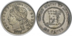 USA
 République fédérale (1789 à nos jours)
 Epreuve sur flan bruni du 1 dollar / 100 cents - 1878
 Barber. Tranche striée.
 D'une insigne rareté ...