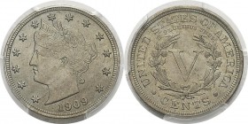 USA
 République fédérale (1789 à nos jours) 
 5 cents - 1909 Philadelphie.
 Qualité remarquable. 
 FDC - PCGS MS 65
 200 / 300