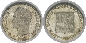 Venezuela
 République (1823 à nos jours)
 5 centavos - 1876 A Paris.
 Type au A sans empattement.
 Très rare dans cette qualité. 1.25g - KM 12.2
...