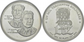 Venezuela
 République (1823 à nos jours)
 Epreuve en argent sur flan bruni du 1300 bolivares.
 1991
 Flan Bruni - NGC PF 62 CAMEO
 100 / 200