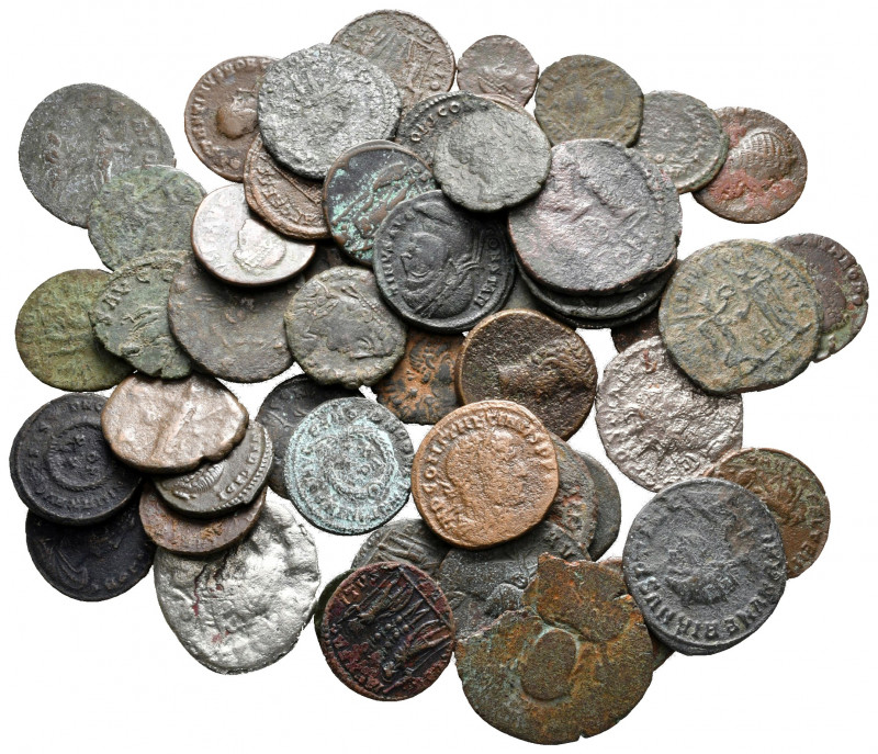 Lot of ca. 50 roman bronze coins / SOLD AS SEEN, NO RETURN!

nearly very fine