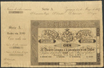 100 Reales. 14 de Mayo de 1857. Banco de Zaragoza. Serie A y con matriz. (Edifil 2017: 126). SC-.