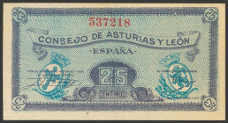 25 Céntimos. 1937. Asturias y León. Sin serie. (Edifil 2017: 394). SC.