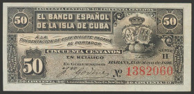 BANCO ESPAÑOL DE LA ISLA DE CUBA. 50 Centavos. 15 de Mayo de 1896. Serie H. (Edifil 2017: 70). SC-.