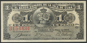 BANCO ESPAÑOL DE LA ISLA DE CUBA. 1 Peso. 5 de Mayo de 1896. Serie G. (Edifil 2017: 71). Apresto original. SC.