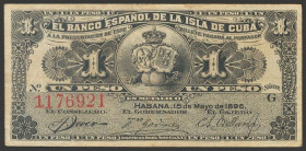 BANCO ESPAÑOL DE LA ISLA DE CUBA. 1 Peso. 15 de Mayo de 1896. Serie G. (Edifil 2017: 71). MBC.