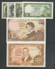 Conjunto de 6 billetes del Banco de España de diversas emisiones y en diversas calidades. A EXAMINAR.