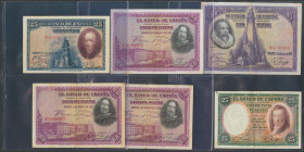 Conjunto de 19 billetes del Banco de España de diversas emisiones y en diversas calidades. A EXAMINAR.