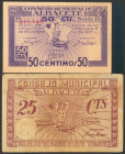 ALBACETE. 25 Céntimos y 50 Céntimos. 1938. El 50 Céntimos serie B. (González: 130, 131). EBC/SC.