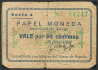 ALBUDEITE (MURCIA). 50 Céntimos. (1937ca). Serie A. (González: 243). Raro. BC.