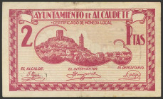 ALCAUDETE (JAEN). 2 Pesetas. 1937. (González: 313). Inusual. MBC+.