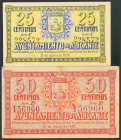 ALICANTE. 25 Céntimos y 50 Céntimos. 17 de Julio de 1937. Series C y B, respectivamente. (González: 508, 509). EBC.