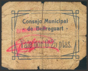 BELLREGUART (VALENCIA). 25 Céntimos. (1937ca). (González: 955). Raro. RC.