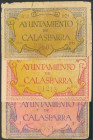 CALASPARRA (MURCIA). 25 Céntimos, 50 Céntimos y 1 Peseta. 2 de Junio de 1937. (González: 1403, 1404, 1405). Raros. MBC-.