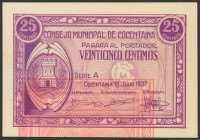COCENTAINA (ALICANTE). 25 Céntimos. 21 de Julio de 1937. Serie A. (González: 1991). SC.