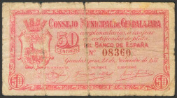 GUADALAJARA. 50 Céntimos. 22 de Noviembre de 1937. (González: 2749). BC.