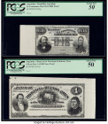 Argentina Provincia de Buenos Ayres 16 Centesimos Oro; 4 Pesos 8.11.1881 Pick S532p; S537p Two Proofs PCGS About New 50 (2). Paper pulls and edge tear...