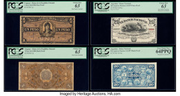 Argentina Banco Nacional 20 Centavos Fuertes 1.8.1873 Pick S644p Front and Back Proofs PCGS Choice New 63; Very Choice New 64PPQ; Uruguay Banco de la ...