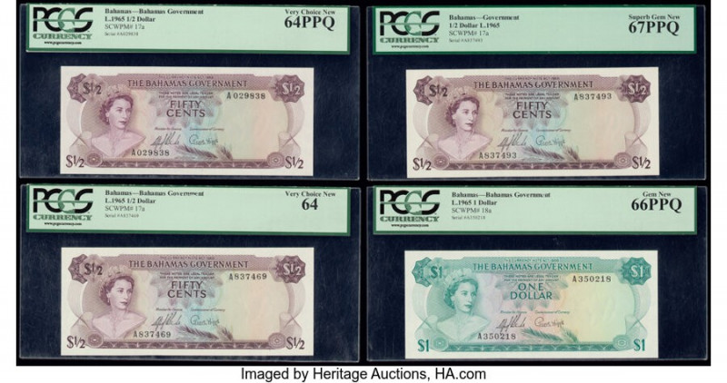 Bahamas Bahamas Government 1/2 (3); 1 Dollar 1965 Pick 17a (3); 18a Four Example...