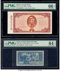 Burma, China, Malaysia and Vietnam Group of 4 Graded Examples PMG Gem Uncirculated 66 EPQ; PMG Choice Uncirculated 64 EPQ (2); PCGS Gem New 66PPQ. Sta...