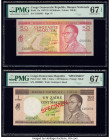 Congo Democratic Republic Banque Nationale du Congo 50; 100 Makuta 2.1.1967; 1.9.1968 Pick 11a; 12s2 Two Examples PMG Superb Gem Unc 67 EPQ (2). Red S...