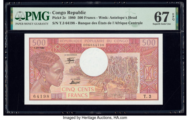 Congo Republic Banque des Etats de l'Afrique Centrale 500 Francs 1980 Pick 2c PM...