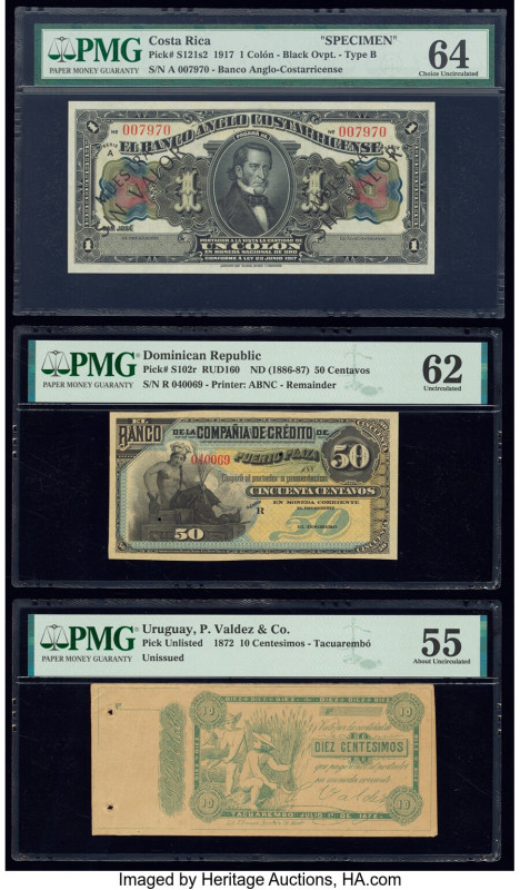Costa Rica Banco Anglo-Costarricense 1 Colon 23.6.1917 Pick S121s2 Specimen PMG ...