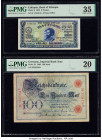 Ethiopia Bank of Ethiopia 2 Thalers 1933 Pick 6 PMG Choice Very Fine 35; Germany Imperial Bank Notes 100 Mark 17.4.1903 Pick 22 PMG Very Fine 20. Two ...