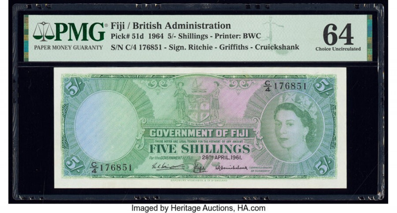 Fiji Government of Fiji 5 Shillings 28.4.1961 Pick 51d PMG Choice Uncirculated 6...