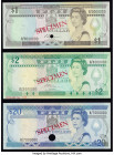 Fiji 1987-88 Specimen Set of 3 Examples About Uncirculated-Crisp Uncirculated. Pick numbers 86s, 87s and 88s. One POC present on two examples. 

HID09...