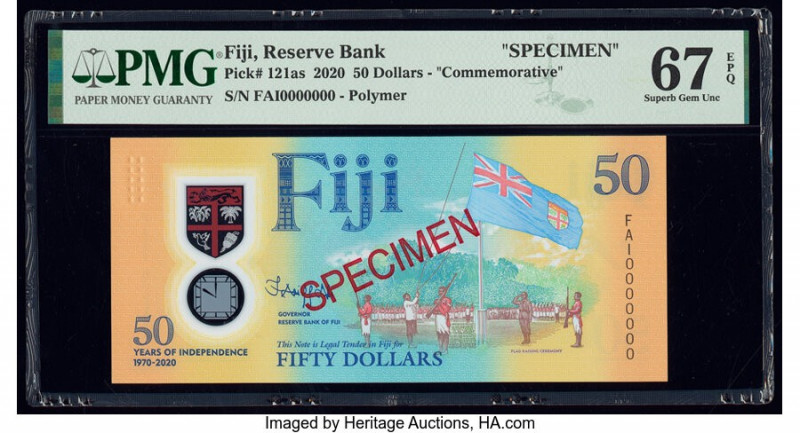 Fiji Reserve Bank of Fiji 50 Dollars 2020 121as Commemorative Specimen PMG Super...