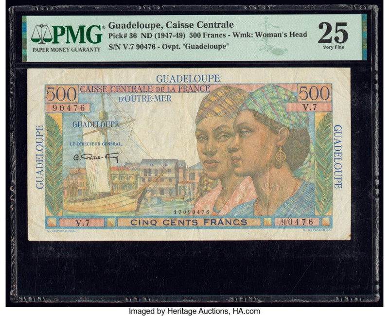 Guadeloupe Caisse Centrale de la France d'Outre-Mer 500 Francs ND (1947-49) Pick...