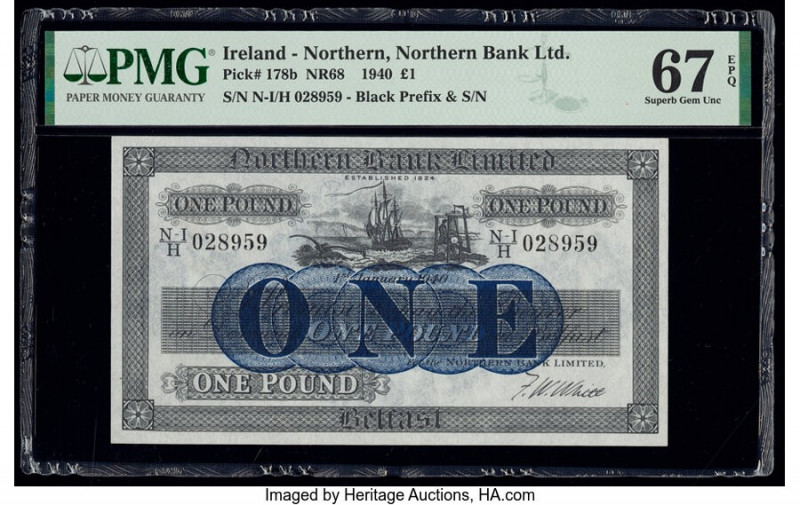 Ireland - Northern Northern Bank Limited 1 Pound 1.1.1940 Pick 178b PMG Superb G...