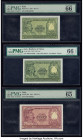 Italy Biglietto Di Stato 50 (2); 100 Lire 1951 Pick 91a; 91b; 92a Three examples PMG Gem Uncirculated 66 EPQ (2); Gem Uncirculated 65 EPQ. 

HID098012...