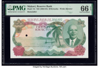 Malawi Reserve Bank of Malawi 20 Kwacha ND (1983-84) Pick 17r Remainder PMG Gem Uncirculated 66 EPQ. One POC is visible on this example.

HID098012420...