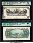 Mexico Banco Mercantil De Veracruz 5 Pesos ND (1898) Pick S437p1; S437p2 Front and back Proofs PMG About Uncirculated 50 Net; About Uncirculated 55 EP...