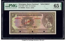 Nicaragua Banco Nacional 10 Cordobas 1929 Pick 66s1 Specimen PMG Gem Uncirculated 65 EPQ. Cancelled with 3 punch holes. 

HID09801242017

© 2020 Herit...