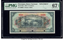 Nicaragua Banco Nacional 5 Cordobas 1942 Pick 93as Specimen PMG Superb Gem Unc 67 EPQ. Cancelled with 3 punch holes. 

HID09801242017

© 2020 Heritage...