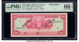 Nicaragua Banco Central 10 Cordobas 8.2.1962 Pick 109s Specimen PMG Gem Uncirculated 66 EPQ. Cancelled with 2 punch holes. 

HID09801242017

© 2020 He...