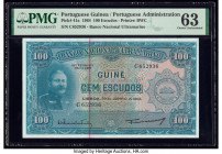 Portuguese Guinea Banco Nacional Ultramarino, Guine 100 Escudos 30.6.1964 Pick 41a PMG Choice Uncirculated 63. Discoloration is noted on this example....