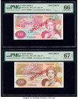 Saint Helena Government of St. Helena 10; 20 Pounds 2012 Pick 12bs; 13bs Two Specimen PMG Gem Uncirculated 66 EPQ; Superb Gem Unc 67 EPQ. Red Specimen...