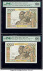 West African States Banque Centrale des Etats de L'Afrique de L'Ouest - Cote d'Ivoire 1000 Francs ND (1959-65) Pick 103Ak; 103Al Two Examples PMG Gem ...