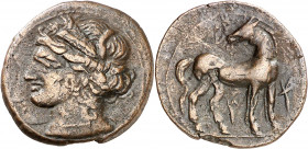 (221-210 a.C.). Zeugitana. Cartago. AE 22. (S. 6512 var) (SNG.Copenhagen 311). 5,18 g. MBC.