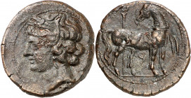 (221-210 a.C.). Zeugitana. Cartago. AE 22. (S. 6515 var) (SNG.Copenhagen 321 var). 6,56 g. MBC+.