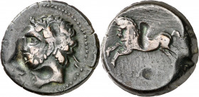 Micipsa (148-118 a.C.). Numidia. AE 27. (S. 6597 var). Defecto de cospel. 14,53 g. (MBC).