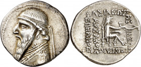 Imperio Parto. Mithradates II (123-88 a.C.). Dracma. (S. 7371). 3,86 g. MBC+.