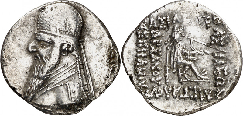 Imperio Parto. Mithradates II (123-88 a.C.). Dracma. (S. 7372). 4,10 g. MBC/MBC+...
