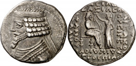 Imperio Parto. Phraates IV (38-2 a.C.). Tetradracma. (S. 7469 var) (Mitchiner A. & C. W. 585 var). 15,02 g. MBC.