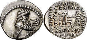 Imperio Parto. Vologases III (105-147 d.C.). Ecbatana. Dracma. (S.GIC. 5831) (Mitchiner A. & C. W. 672). Ex Áureo 05/04/1995, nº 42. 3,76 g. EBC+.