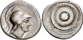 (29-27 a.C.). Octavio Augusto. Denario. (Spink 1563) (S. 44) (RIC. 274). Contramarca en anverso. Muy escasa. 3,49 g. MBC-.